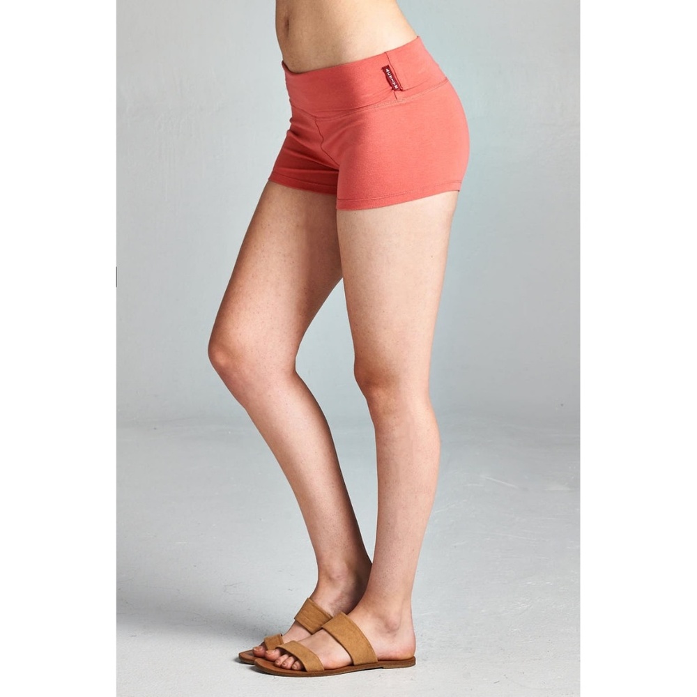 Basic Rose Fold Over Yoga Shorts - Picture 3 of 5